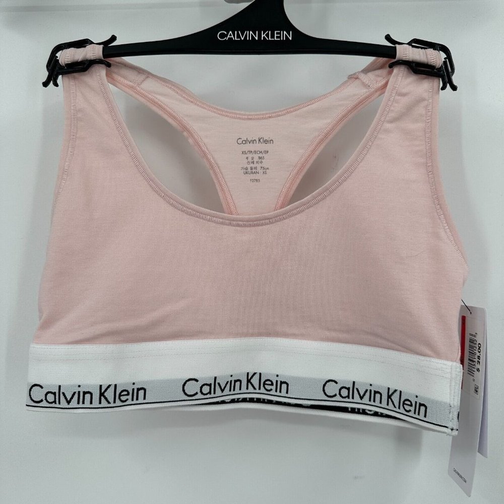 Calvin Klein Modern Cotton Unlined Wireless Bralette sz XS Nymph's Thigh Pink